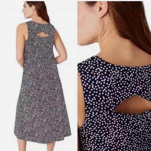 J Jill Wearever PolkaDot Sleeveless Midi Swing Dress Sz XL Petite Comfort Mature - Picture 2 of 13